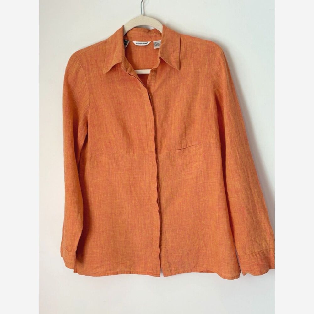 Richard Malcolm Women's 100% Irish Linen Shirt Size Small Classic Timeless g113